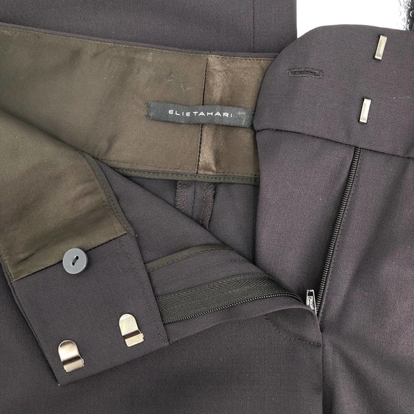 Elie Tahari NEW Womens Size 8 Wool Blend Eileen Trouser Black Pants Flat Front - Picture 3 of 7